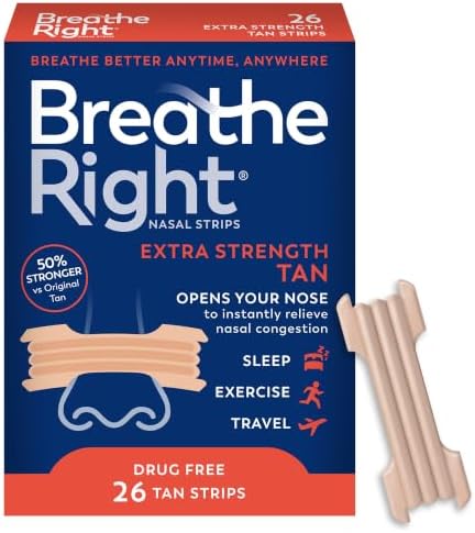 Breathe Right Extra Strength Nasal Strips, Congestion Relief, Tan, 26ct - Personal Care