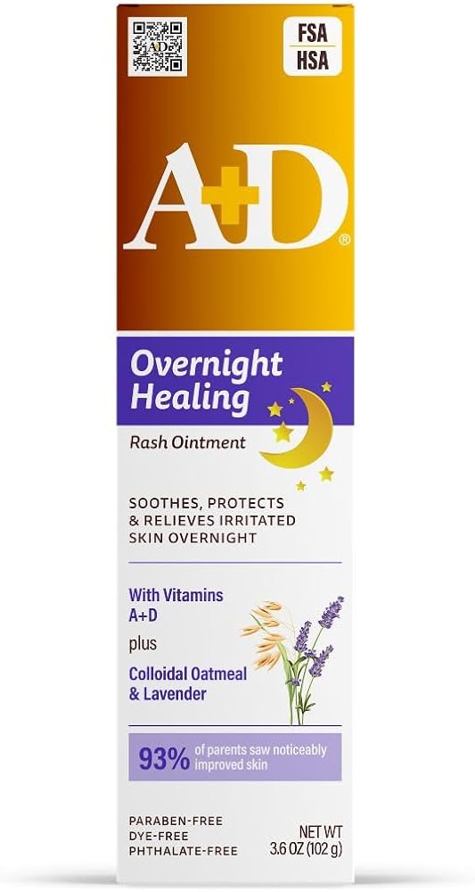 A+D Overnight Healing Diaper Rash Ointment, with Vitamins, Lavender, 3.6 Oz