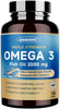 ZEBORA Triple Strength Omega-3 Fish OIl 2000mg with Vitamin E, 120 Softgels
