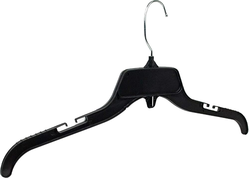 19 inch Black 479 Recycled Plastic Hangers Heavy Weight Great for Shirts-Dresses-Tops, with Rotating Metal Hook and Notches for Straps, - Personal Care