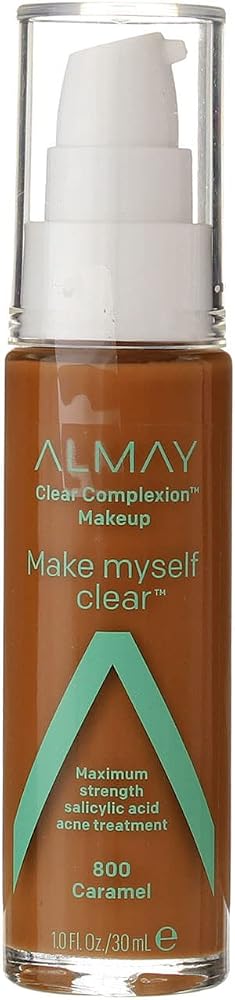 Almay Clear Complexion Make Myself Clear Foundation Makeup, Caramel 800, 1 fl oz