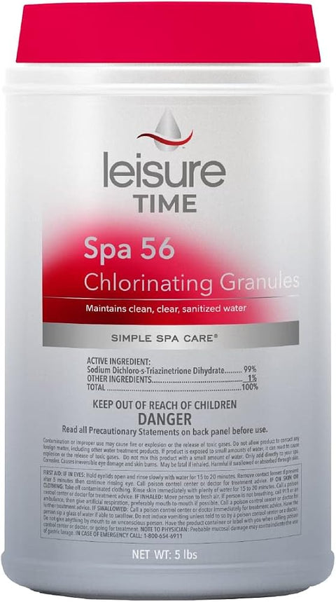 Leisure Time E5, Spa 56 Chlorinating Granules for Spas and Hot Tubs, 5 lbs
