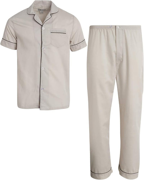 Ten West Apparel Men's 2-Piece Pajama Set with Short Sleeve Shirt and Long Pants, Size XX-Large, Grey