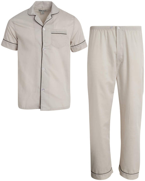Ten West Apparel Men's 2-Piece Pajama Set with Short Sleeve Shirt and Long Pants, Size Small, Grey - Personal Care