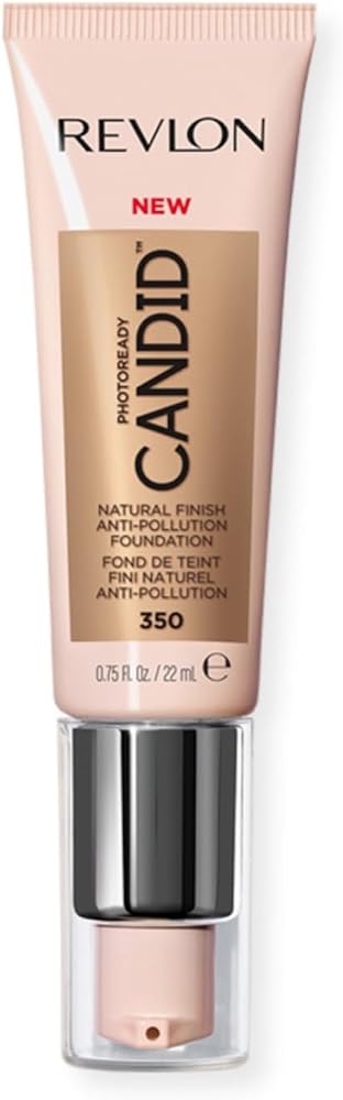 Revlon PhotoReady Candid Natural Finish Foundation, with Anti-Pollution, Antioxidant, Anti-Blue Light Ingredients, 350 Natural Tan, 0.75 fl. oz.