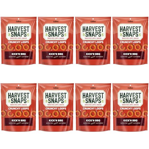 Harvest Snaps Veggie Chips (Kick'N BBQ Crunchy Loops) | Powered by Plant Protein, Gluten Free Baked Vegetable Crisps | Made in USA (8 Snack Packs) - Personal Care