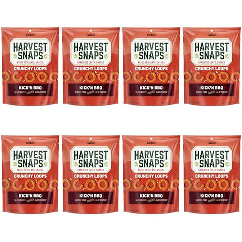 Harvest Snaps Veggie Chips (Kick'N BBQ Crunchy Loops) | Powered by Plant Protein, Gluten Free Baked Vegetable Crisps | Made in USA (8 Snack Packs) - Personal Care