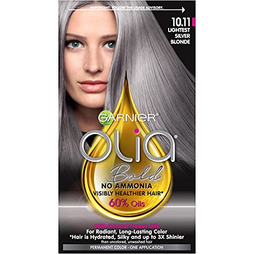 Garnier Bold Collection, Ammonia Free Hair Dye, Permanent Olia Color with Non-Drip Velvet Cream Formula, 10.11 Lightest Silver Blonde