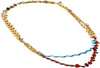 Charming Charlie 2-Layered Gold-Plated Beaded Chain Necklace - Blue Diamond Shape and Oran - Image 1