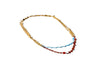 Charming Charlie 2-Layered Gold-Plated Beaded Chain Necklace - Blue Diamond Shape and Orange Circle Charms - Women's Radiant Layered Necklace for Distinctive Elegance.
