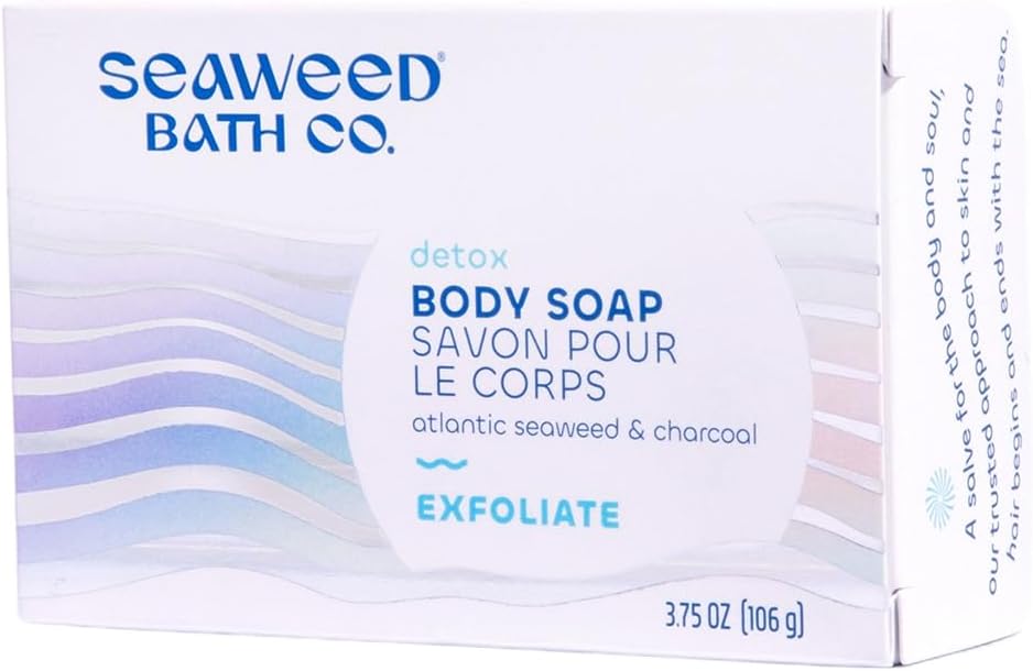 Seaweed Bath Co. Exfoliate Detox Body Soap, 3.75 Ounce, Sustainably Harvested Seaweed, Charcoal (Packaging May Vary) - Personal Care