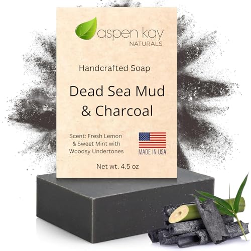 Aspen Kay Naturals Handmade Dead Sea Mud Soap Bar, Activated Charcoal & Pure Essential Oils, 4.5 oz Bar - Personal Care