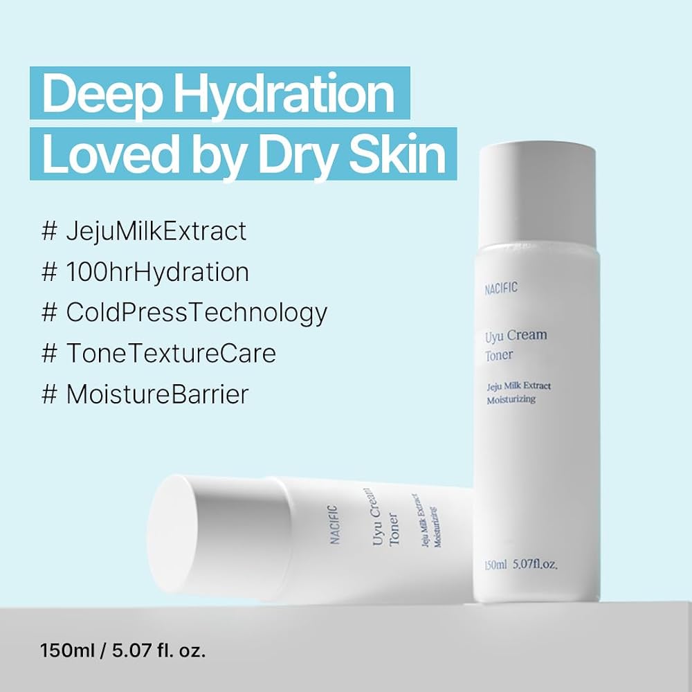 Nacific Uyu Cream Toner with Jeju Milk Extract 15%, Ceramide 5 Complex, Milky Hydrating Toner for Dry & Sensitive Skin, Skin Barrier Support, Long-Lasting Moisture Barrier, 150ml