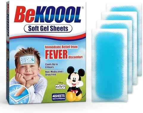 BeKoool Kids Cooling Gel Patches, Relief from Fever Discomfort, 4 Count