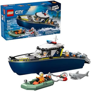 LEGO City Police Boat Chase Building Toy for Kids - Pretend Play Set for Boys & Girls, Ages 6+ - Building Blocks W/ 2 Floating Boat Toys for Playtime & Bath Time - Gift Idea for Birthdays- 60456