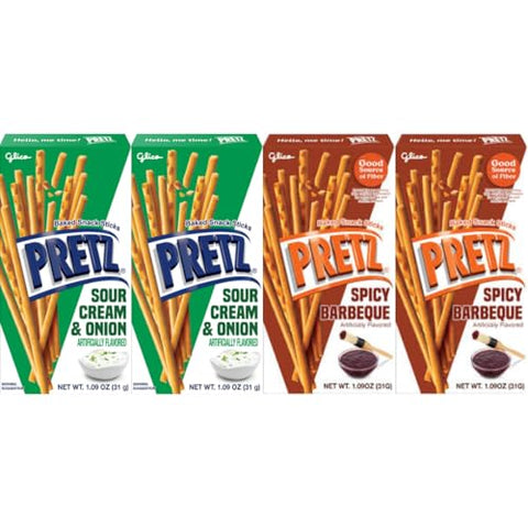 Baked Snack Sticks – 1.9 oz Each, Includes 2 Flavors: Sour Cream & Onion, Spicy Barbeque – Crunchy, Savory, Convenient Snack Sticks for Kids, Adults, On-the-Go, Party, Office
