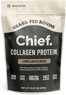 Chief. Collagen Protein Powder, Unflavored, 100% Organic Grass-Fed Aussie Beef, Supports Gut Health & Joints, Dairy Free & No Sugar, 30 Servings