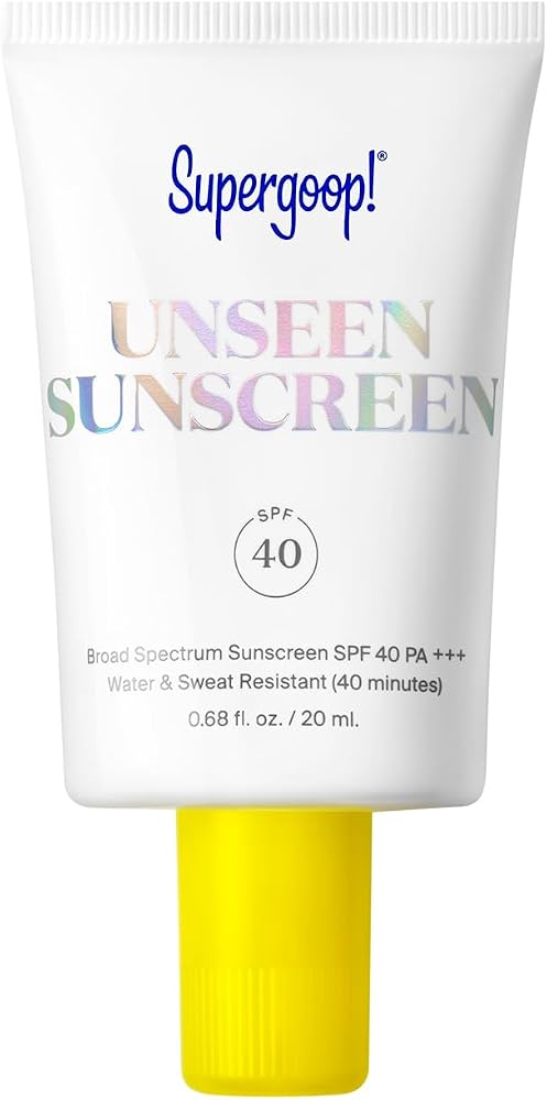 Supergoop! Unseen Sunscreen - SPF 40 - Clear & Invisible Face Sunscreen + Broad Spectrum + Makeup-Gripping Primer - Weightless, Scentless, Oil Free - For All Skin Types & Tones - 0.68 fl oz