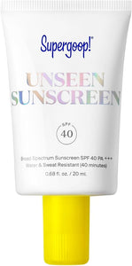 Supergoop! Unseen Sunscreen - SPF 40 - Clear & Invisible Face Sunscreen + Broad Spectrum + Makeup-Gripping Primer - Weightless, Scentless, Oil Free - For All Skin Types & Tones - 0.68 fl oz