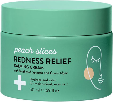 Peach Slices Redness Relief Calming Cream (1.69 oz) - Hydrate & Calm - Moisturized, Even Skin - Panthenol, Spinach, Green Algae, & Turmeric - Vegan, Cruelty Free, Korean Skin Care & Beauty