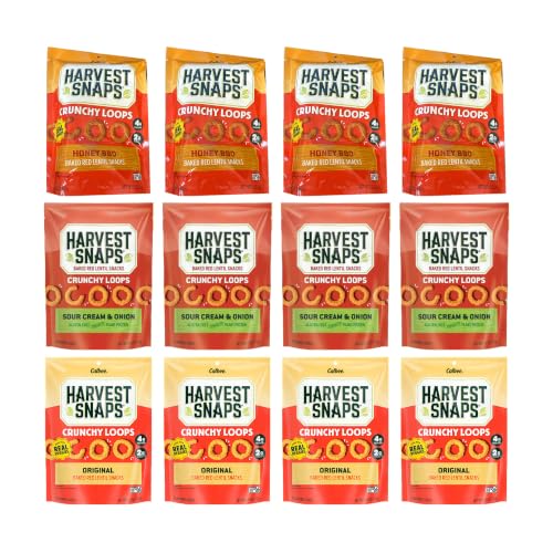 Big Top Deal USA Variety 12 Pack Crunchy Loops Mega, Honey BBQ, Sour Cream & Onion, Original, Harvest Snaps, Baked Veggie Chips, Gluten Free, Plant Protein, Snack Crisps