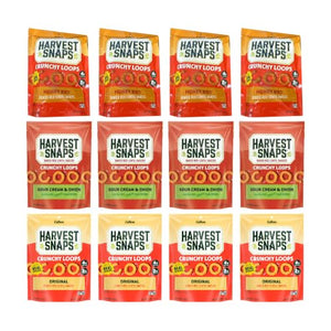 Big Top Deal USA Variety 12 Pack Crunchy Loops Mega, Honey BBQ, Sour Cream & Onion, Original, Harvest Snaps, Baked Veggie Chips, Gluten Free, Plant Protein, Snack Crisps