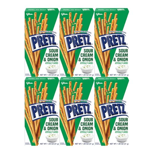 Baked Snack Sticks Sour Cream & Onion 1.09 oz – Crispy, Savory, Low-Fat -Style Pretzel Snack Sticks Perfect for Lunchboxes, On-the-Go, or Snack Time