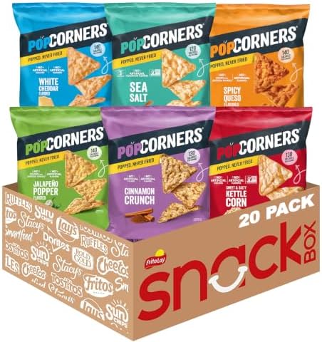 Popcorners Popped Corn Chips, 6 Flavor Variety Snack Pack, 1 oz Bags, (20 Pack), Gluten Free, No Artificial Colors, No Artificial Flavors - Personal Care