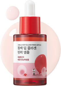 Round LAB Camellia Deep Collagen Firming Ampoule 1.01 Fl Oz, Hydrating and Elasticity-Enhancing Facial Serum with Multi Collagen for Smooth Fine Line and Firm Skin, Pore Tightening, Korean Skincare