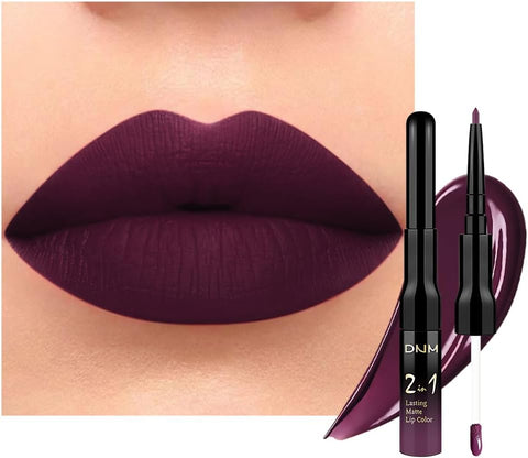 evpct 1Pcs Bright Fire Ruby Red Matte Lip Liner and Liquid Lipstick Stain Makeup Set for women, Red Long Lasting Smudge Proof Lipstick labiales matte mate larga duracion listip 24 hours originales,14#