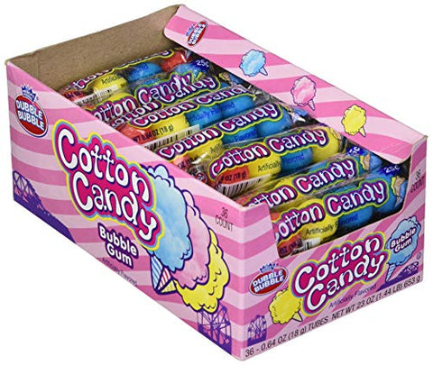 Dubble Bubble Cotton Candy Flavored Gumballs, 36 Tubes of 5 Pieces Each (Pack of 12)