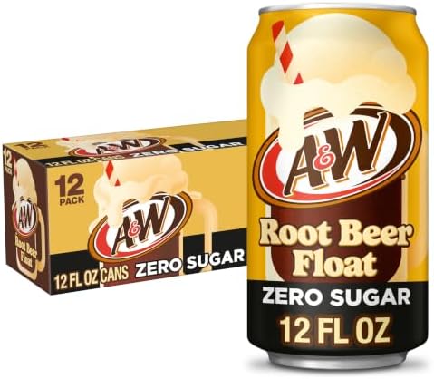 A&W Root Beer Float Zero Sugar Soda, 12 Oz Cans, 12 Count