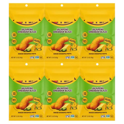 Chickpea Puffs Jalapeno Cheddar Blaze, 1.5 oz, 6 Pack - Personal Care