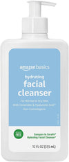 Amazon Basics Hydrating Facial Cleanser, Fragrance Free, with Ceramides, Non-Comedogenic, 12 Fl Oz, - Personal Care