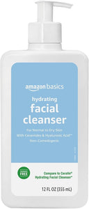 Amazon Basics Hydrating Facial Cleanser, Fragrance Free, with Ceramides, Non-Comedogenic, 12 Fl Oz, - Personal Care