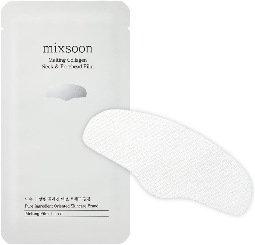 Mixsoon Melting Collagen Neck & Forehead Film - Moisturizing Melting Patch, Hydrolyzed Collagen and Peptides 0.025g / 0.0008 fl. oz. (5ea) Korean Glass Skin Care
