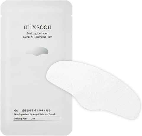 Mixsoon Melting Collagen Neck & Forehead Film - Moisturizing Melting Patch, Hydrolyzed Collagen and Peptides 0.025g / 0.0008 fl. oz. (5ea) Korean Glass Skin Care