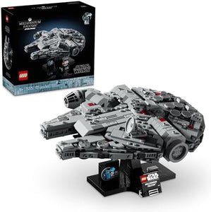 LEGO Star Wars Millennium Falcon 25th Anniversary Collectible - DIY Building Set for Adults, Men & Women, Ages 18+ - A New Hope Model with Display Stand - Star Wars Gift - 75375