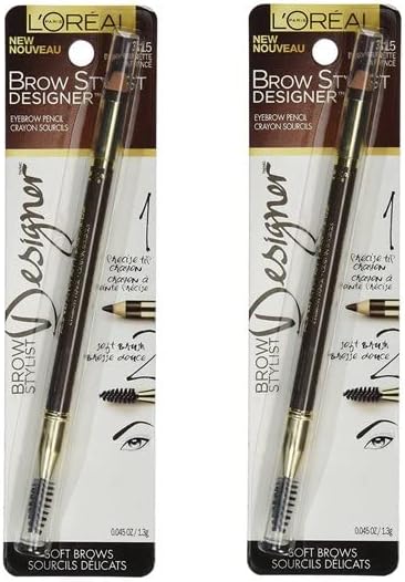 Pack of 2 L'Oreal Paris Brow Stylist Designer Eyebrow Pencil, Dark Brunette # 3152 - Personal Care