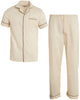 Ten West Apparel Men's 2-Piece Pajama Set with Short Sleeve Shirt and Long Pants, Size Large, Tan - Personal Care