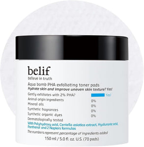 Belif Aqua Bomb Toner Pads – Gentle Exfoliating Facial Polish for Pore Care - Personal Care