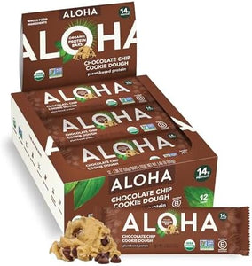 ALOHA Organic Plant Based Protein Bars | Chocolate Chip Cookie Dough, 12 Ct