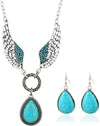 Turquoise Jewelry Wings Teardrop Pendant Vintage Necklace