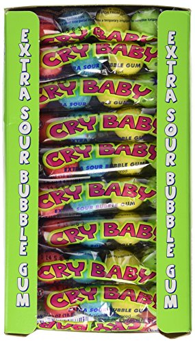 Cry Baby Extra Sour Original Bubble Gum 4 Count Tubes (Pack of 36 Tubes)