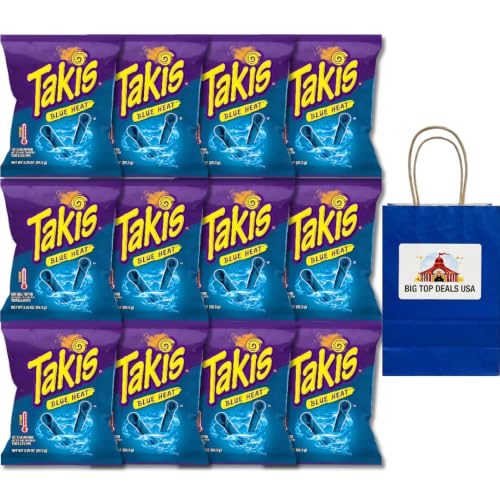 Multipack Snack Takis Blue Heat Rolled Tortilla Chips, Hot Chili Pepper Flavored Extreme Spicy Snack, 3.25 oz Size Bags - Personal Care