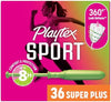 Playtex Sport Tampons Super Plus, with 360 Leak Defense, Fragrance Free, 36ct - Personal C - Image 1