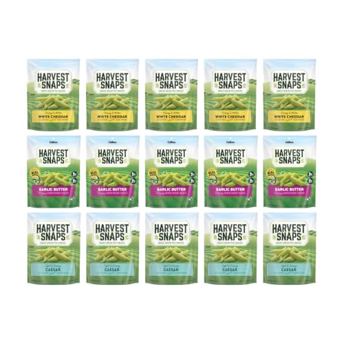 Big Top Deal USA Variety 15 Pack Cheese & Herb, White Cheddar, Garlic Butter, Caesar, Harvest Snaps, Baked Veggie Chips, Crunchy, Gluten Free, Plant Protein, Snack Crisps