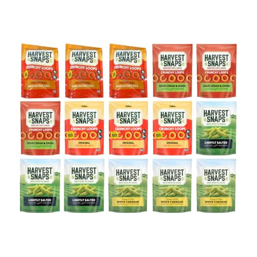 Big Top Deal USA Variety 15 Pack Loops & Peas Combo, Honey BBQ, Sour Cream & Onion, Original, Lightly Salted, White Cheddar, Harvest Snaps, Baked Veggie Chips, Crunchy, Gluten Free, Plant Protein