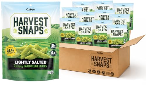Harvest Snaps Veggie Chips (Lightly Salted Snack Crisps) | Powered by Plant Protein, Gluten Free, Non-GMO Baked Vegetable Crisps | Made in USA (12 Snack Packs)