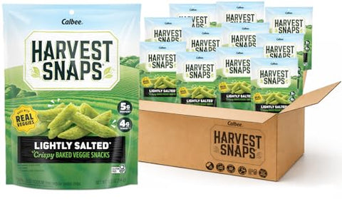 Harvest Snaps Veggie Chips (Lightly Salted Snack Crisps) | Powered by Plant Protein, Gluten Free, Non-GMO Baked Vegetable Crisps | Made in USA (12 Snack Packs)